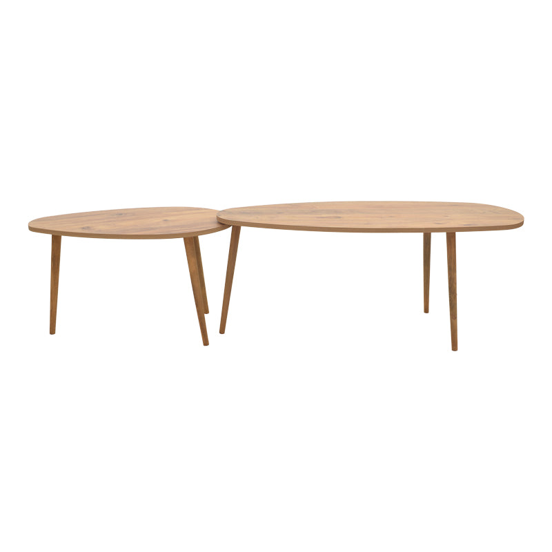 Елегантна и модерна правоаголна клуб маса Firaedge во природна светла нијанса на дрво со стабилна централна конструкција