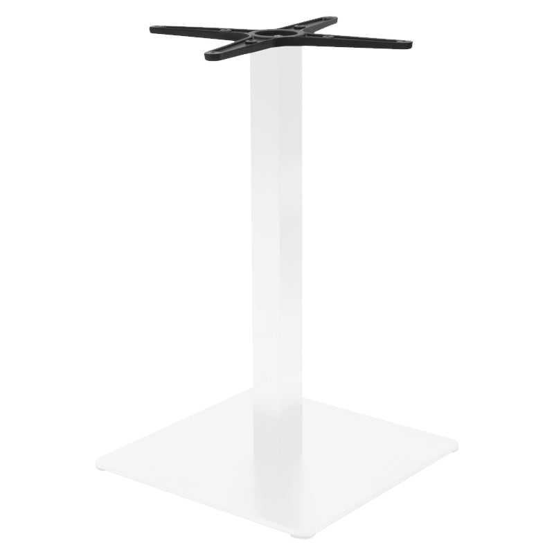 Висока метална барска основа за маса Table base Halit со квадратна цврста база и минималистички дизајн во бела и црна комбинација