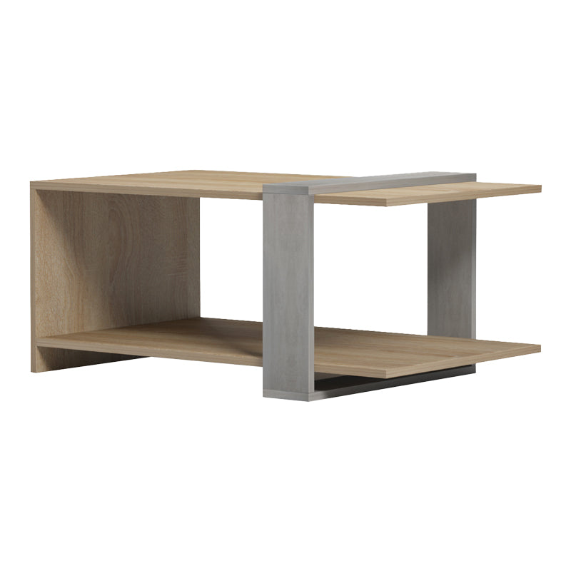 Модерна ниска лоунџ клуб маса Coffee table Xenoex во минималистички индустриски стил со ефект на сив цемент и сонома дрвени нијанси