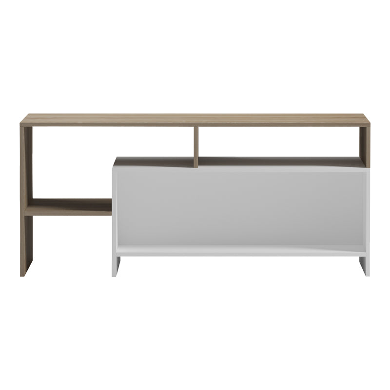Модерна правоаголна масичка за кафе Alvaleaf со финиш од сонома дрво и бели детали во скандинавски стил