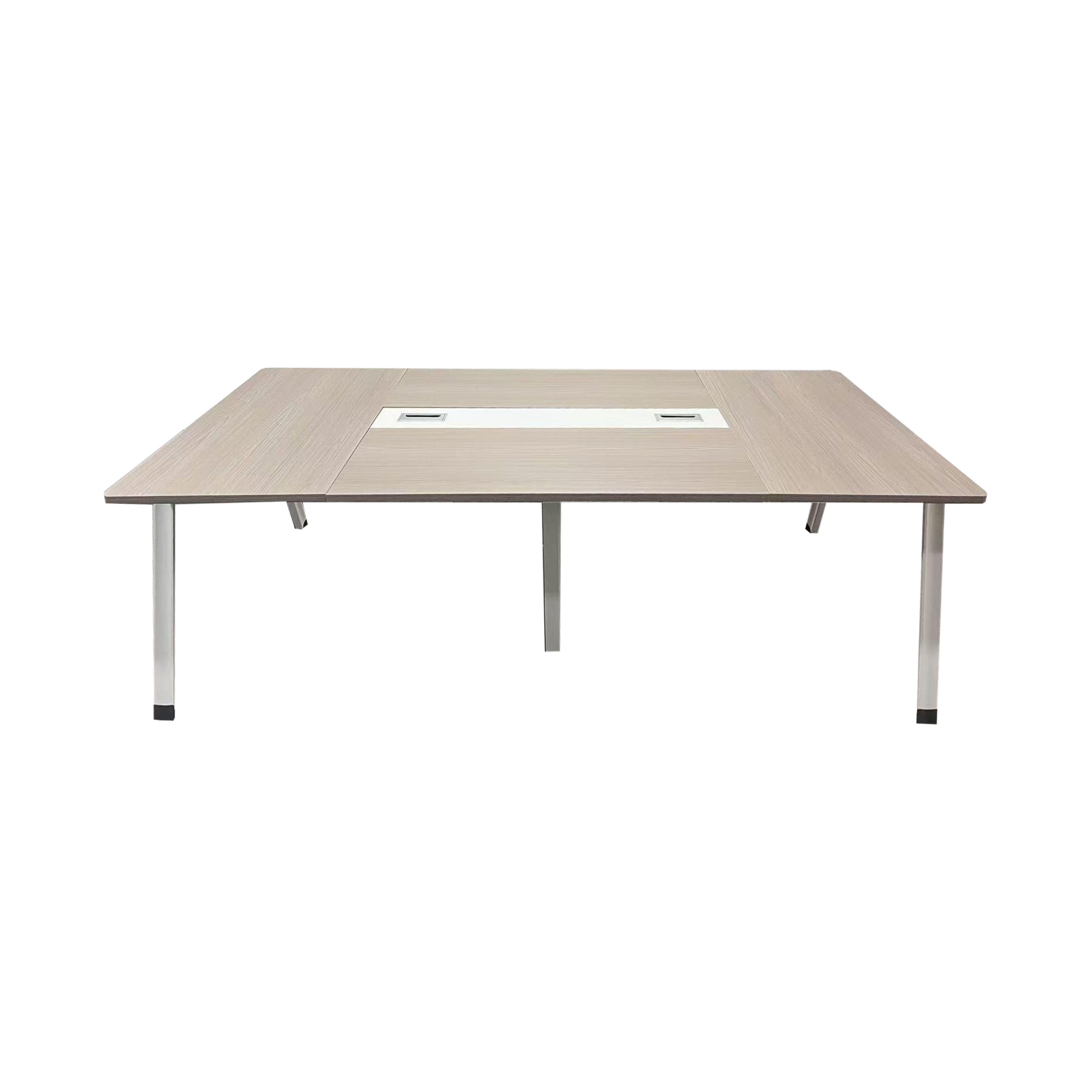 Голема правоаголна конференциска маса Conference table Xeno во сонома-бела боја со дебела зајакната површина и стабилна деловна база