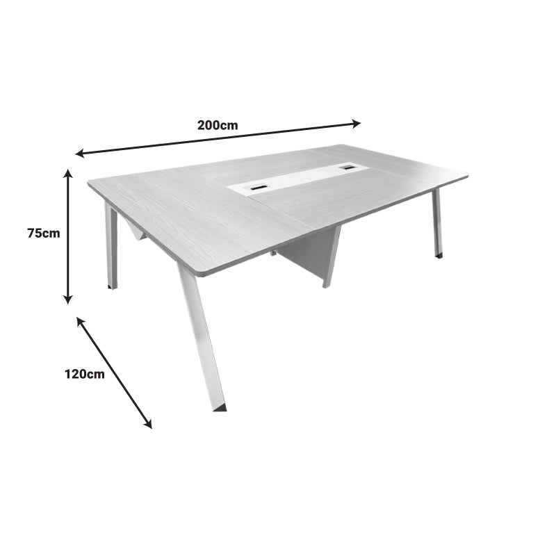 Голема правоаголна конференциска маса Conference table Xeno во сонома-бела боја со дебела зајакната површина и стабилна деловна база