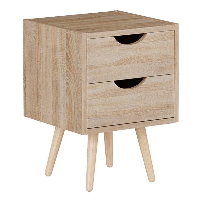 Модерно компактно ноќно ормарче Bedside Table Weiic Selma со коцкаст паметен формат и отворена полица со текстура на природен светл натур даб