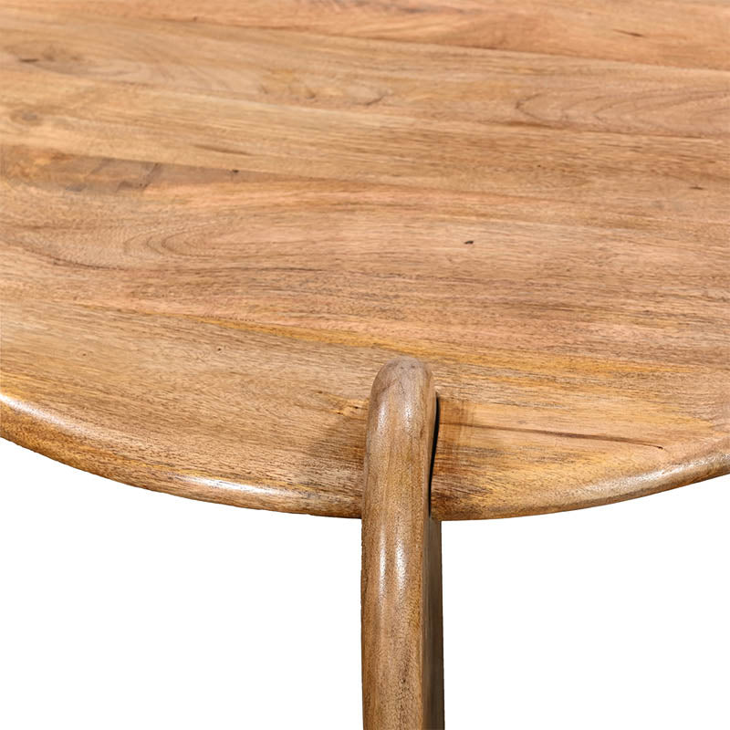 Луксузна тркалезна клуб масичка за дневна соба Coffee table Wreet изработена од вистинско масивно дрво акација со видливи природни годови во натур нијанса