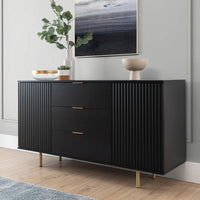 LUXURY SIDEBOARD ARIA WITH 3 DRAWERS & 2 DOORS – MATTE BLACK – 150cm