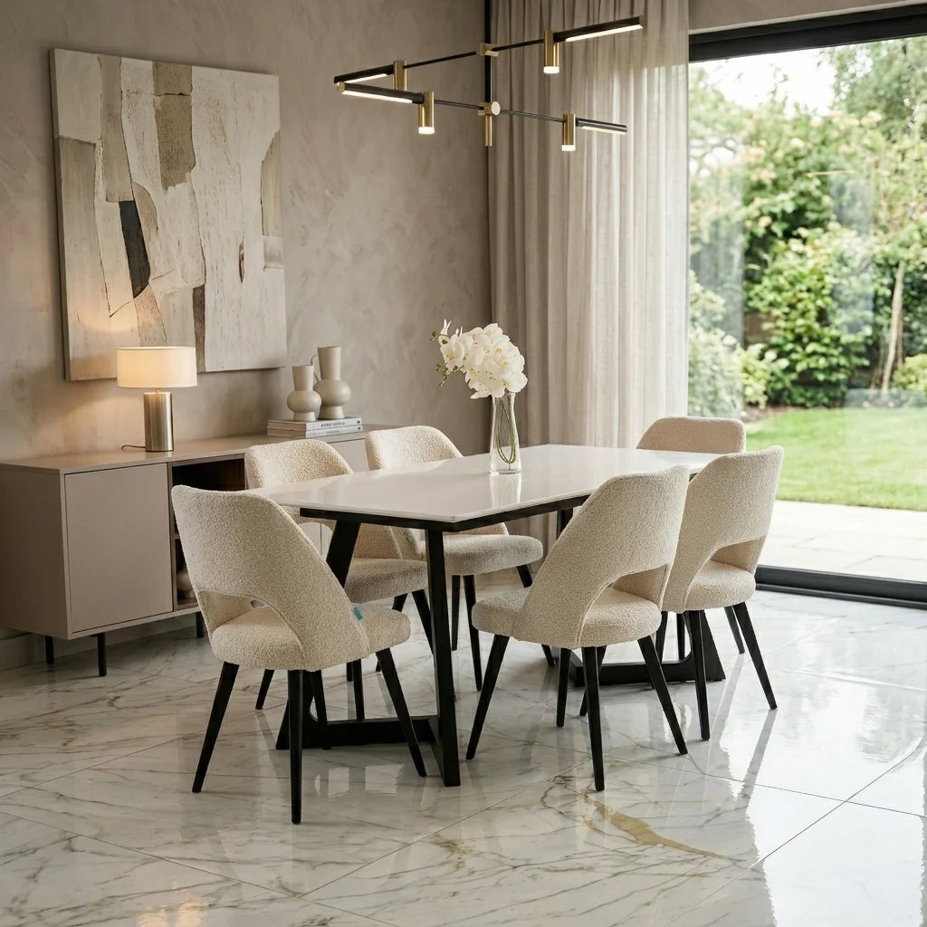 Dining Set AFRA TABLE + 6 OMEGA Chairs