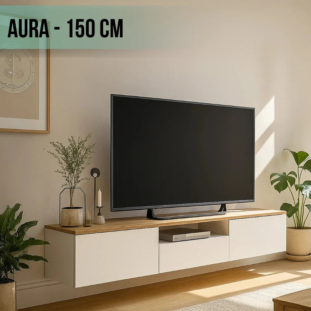 TV STAND AURA – WHITE & SONOMA – 150cm