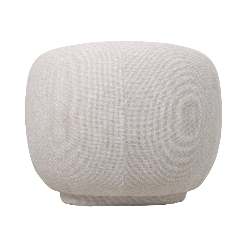 Модерна и пространа заоблена фотелја Edgeit во слонова коска нијанса со квалитетен структуриран тапацир од ткаенина