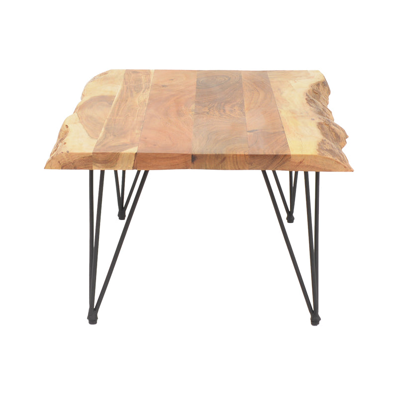 Луксузна правоаголна клуб маса Coffee table Xenoia изработена од масивно акација дрво со уникатни природни годови и цврста носечка основа