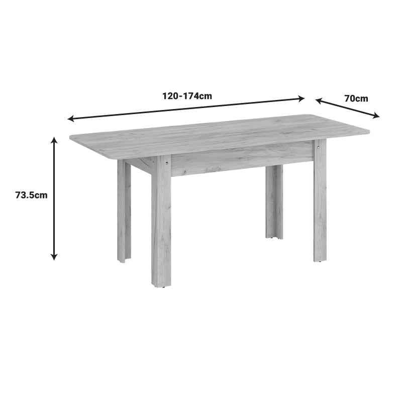 Модерна трпезариска маса Briorise во дезен на даб со механизам за развлекување