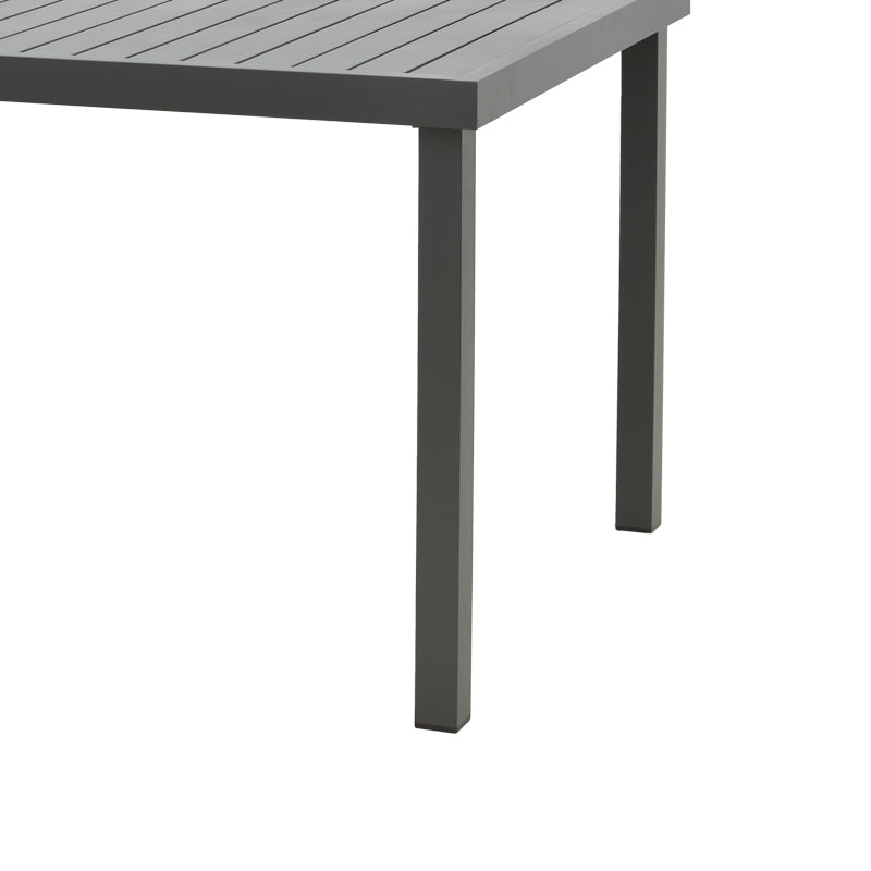 Модерен алуминиумски трпезариски сет Calyunit во антрацит нијанса со правоаголна маса и шест столови