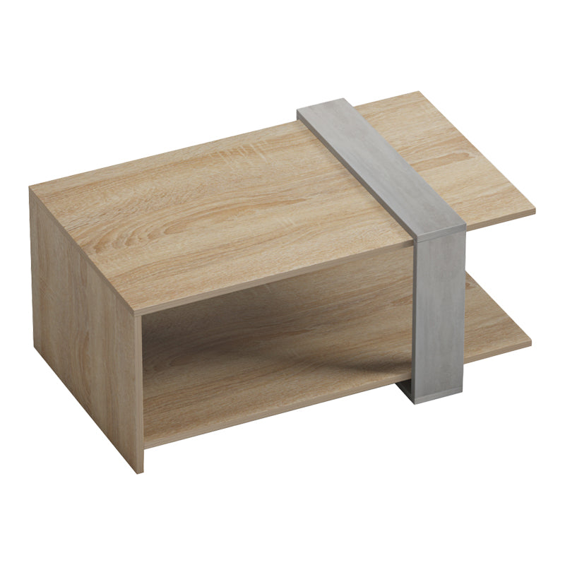 Модерна ниска лоунџ клуб маса Coffee table Xenoex во минималистички индустриски стил со ефект на сив цемент и сонома дрвени нијанси