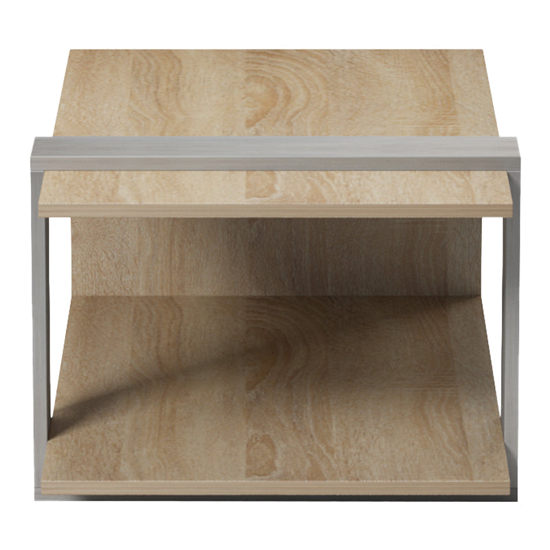 Модерна ниска лоунџ клуб маса Coffee table Xenoex во минималистички индустриски стил со ефект на сив цемент и сонома дрвени нијанси