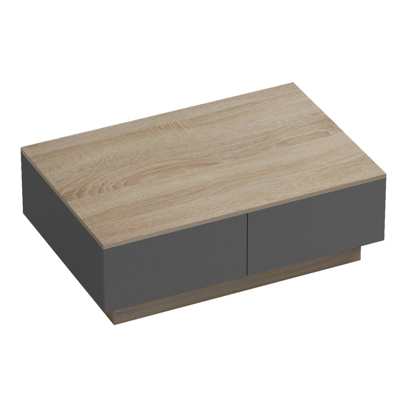 Модерна ниска клуб маса за кафе Coffee Table Weimar со правоаголна плоча во текстура на сонома даб и засилена геометриска основа во мат антрацит сива боја