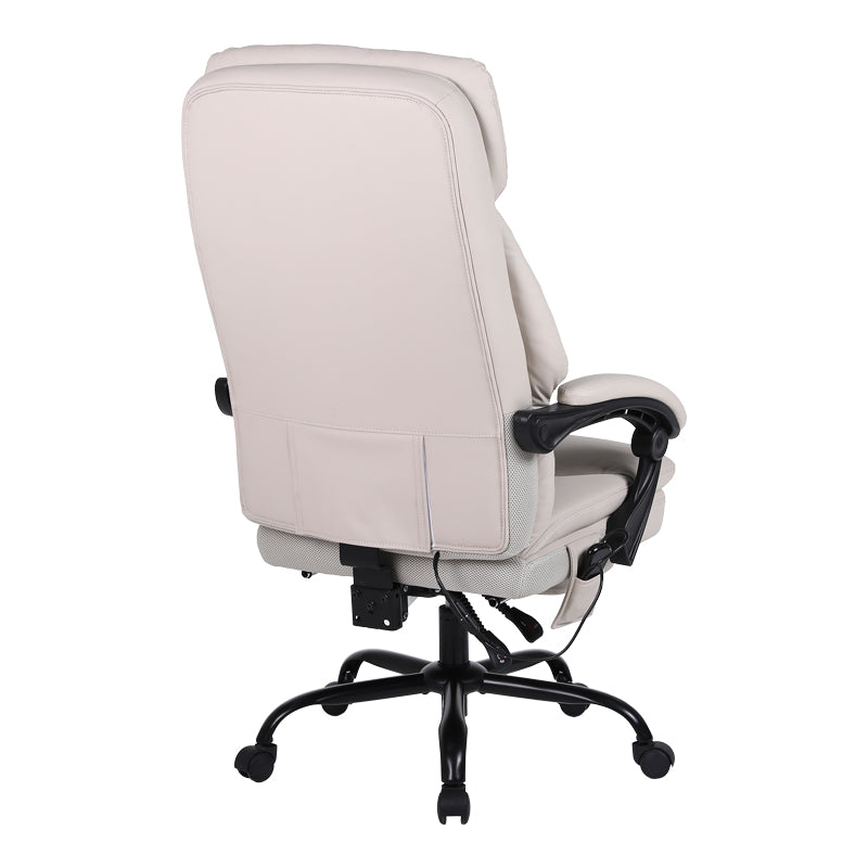 Ергономска директорска канцелариска фотелја Arisim со масажна функција, тапацирана во беж PU кожа