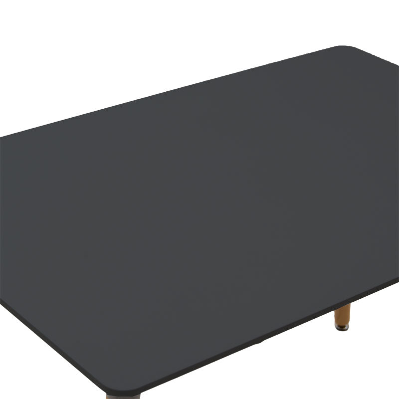Модерна скандинавска трпезариска маса Dining Table Willowic со правоаголна црна плоча и метални ногарки со напреден ефект на природно натур дрво