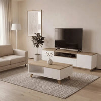 LIVING ROOM FURNITURE SET AURA+OLESA – WHITE/ ATLANTIC (TV CABINET + COFFEE TABLE)