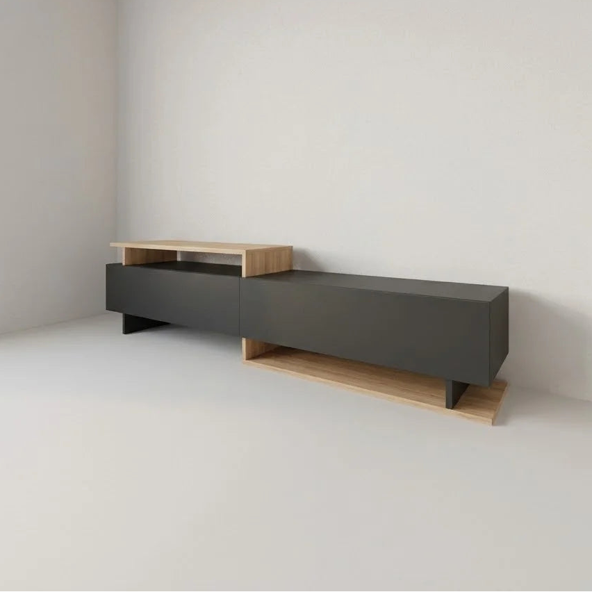 Modern TV Stand AMELI (Anthracite / Light Wood) – 160 cm