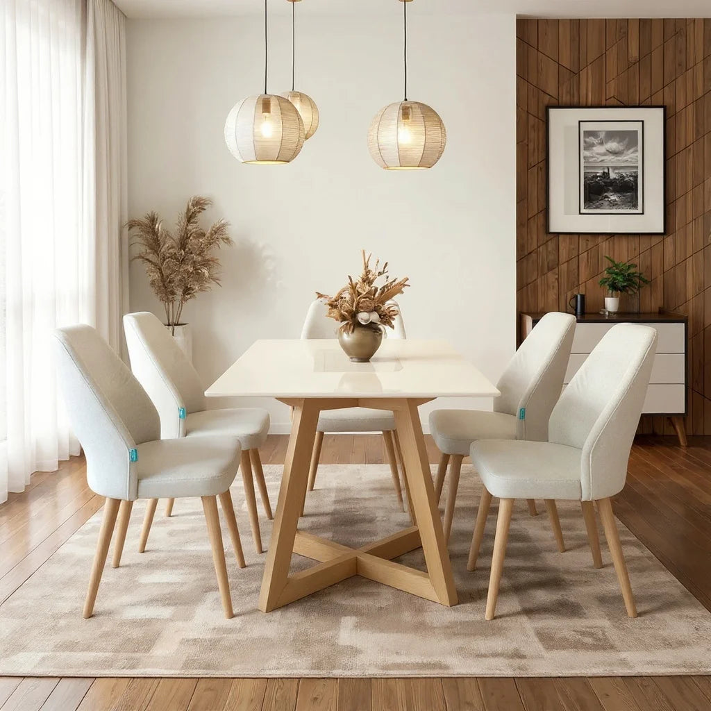 AFRA TABLE + 6 ATLANTIK CHAIRS (EXTENDABLE TABLE + CHAIRS)