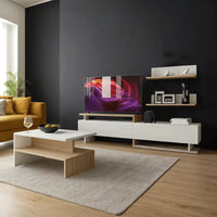 LUXURY LIVING ROOM SET AMELI – WHITE/ ATLANTIC (TV CABINET + COFFEE TABLE)