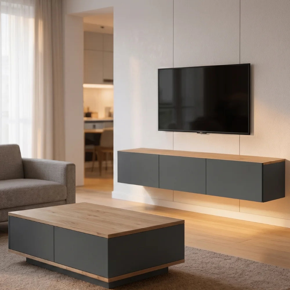 LIVING ROOM SET TORINO  ANTHRACITE / SONOMA / ATLANTIC (TV CABINET + COFFEE TABLE)
