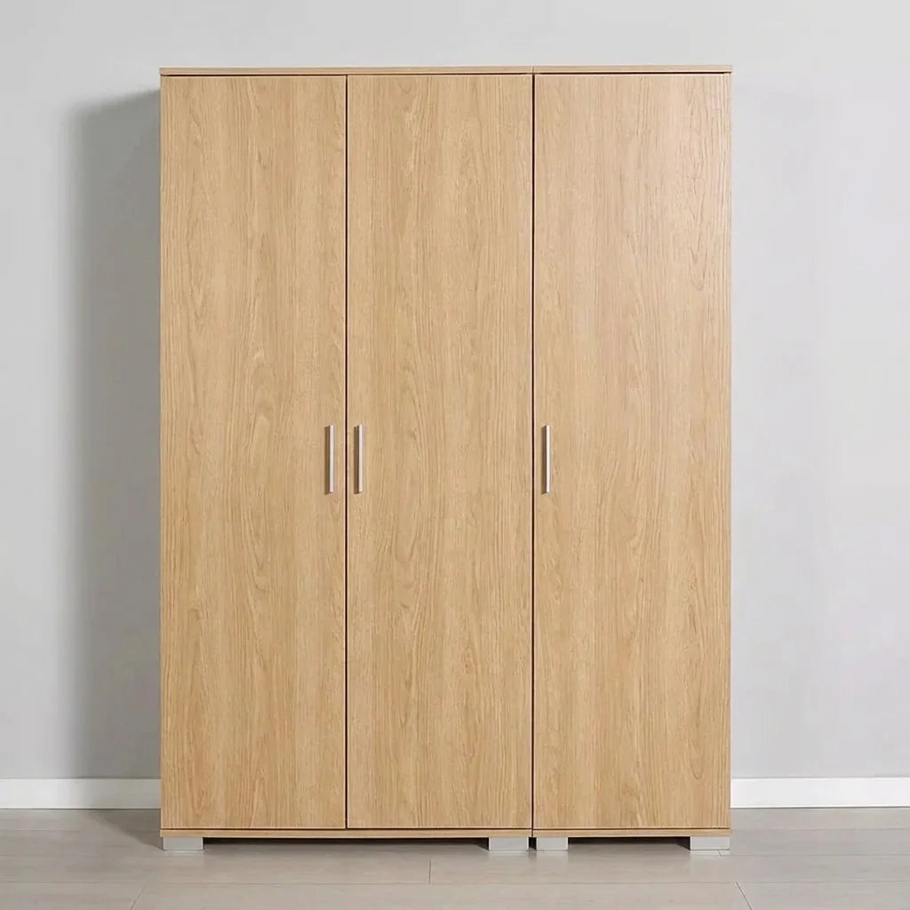 TALIA THREE-DOOR WARDROBE WITH HANGING RAIL AND SHELVES – OAK (120x187 CM)